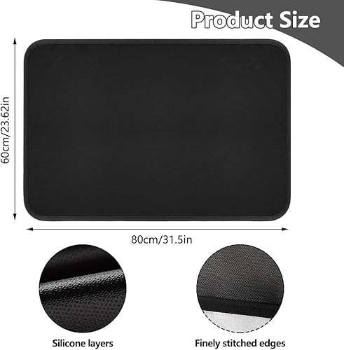 Tapis Résistant à la Chaleur pour Friteuse à Air 60 x 80 cm, Tapis Ignifuge en Silicone et Fibre de Verre, Tapis Résistant à la Chaleur et à L'eau, pour Machine à Café, Micro-ondes (Noir) - Nail Gallerys