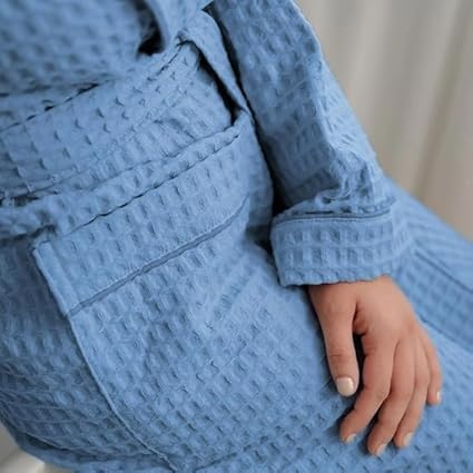 l&j Peignoir de Bain Femmes et Hommes Peignoir à capuche rose en nid d'abeille pour femme 100% coton doux et absorbant avec poches - Nail Gallerys