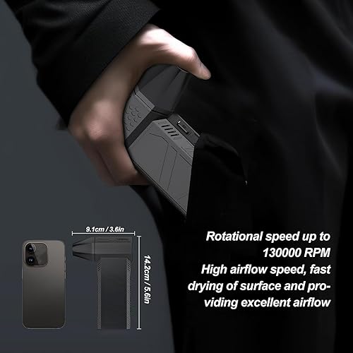Super Ventilateur à Réaction, Plumeau d'air comprimé à Contrôle de Vitesse en Continu de 130 000 TR/Min, Souffleur Portable Rechargeable avec Buse de Concentrateur, Mini - Nail Gallerys