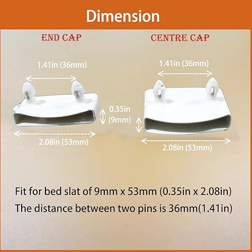 XIAONAN Lot de 20 supports de lattes de lit de 54 mm en plastique pour lits simples, doubles et king size (blanc) - Nail Gallerys