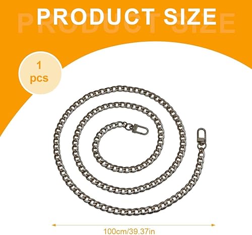 WeddHuis Chain Purse Strap Metal Chain, Crossbody Purse Shoulder Strap Replacement, short shoulder purse chain, handbag chain strap, wallet chain with buckles (100cm, Golden) - Nail Gallerys