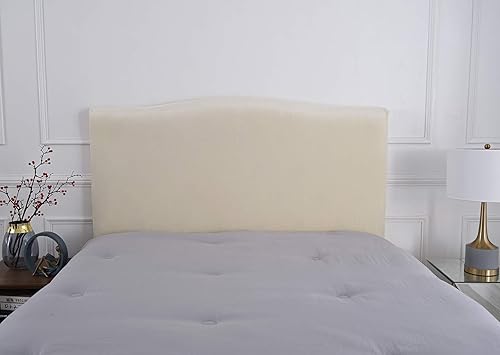 WINS Housse de Tête de Lit Extensible en Velours - Protection Anti-poussière pour Lits Simples, Doubles et King Size - Beige - Nail Gallerys