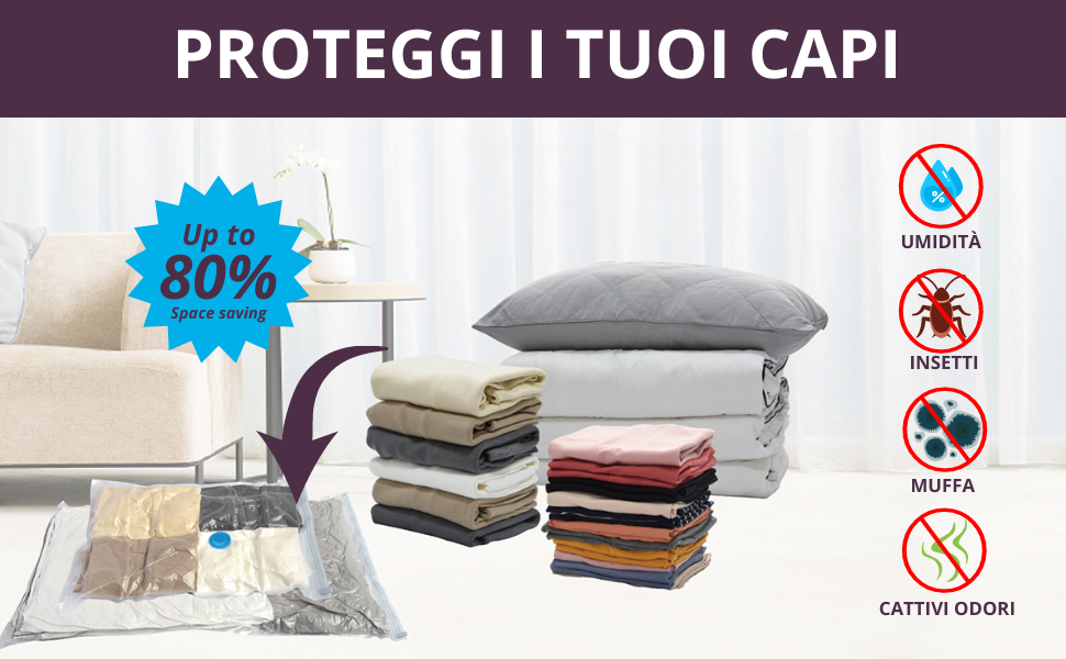 Sacs pour vêtements sous vide