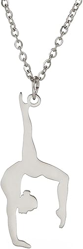 MHADBKH Collier avec pendentif en forme de gymnastique - Décoration portable - Pour femme tendance - En acier inoxydable - Nail Gallerys