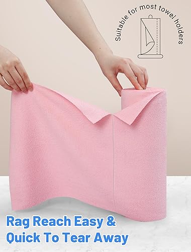 Gucass Lot de 70 Chiffons Microfibres Déchirables, Rouleau de Lavettes Réutilisables 30x30cm, Ultra Absorbants et Non Pelucheux, Nettoyage Cuisine, Ménage et Voiture – Rose & Gris - Nail Gallerys