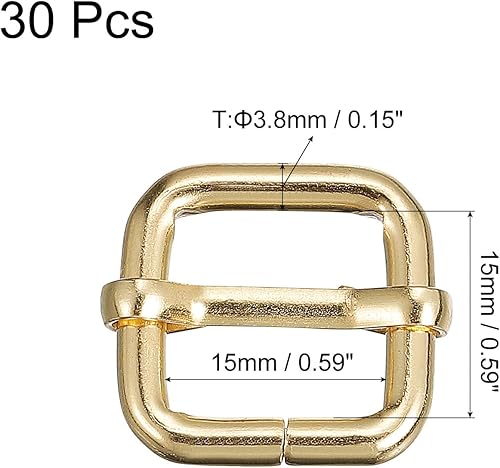sourcing map Diapositives Boucles, 30pcs 15x15x3.8mm Métal Rectangle Ajusteur Triglide Glissière Rouleau Goupille Curseur Sangle pour Ceinture Sacs DIY Accessoires, Or Ton - Nail Gallerys