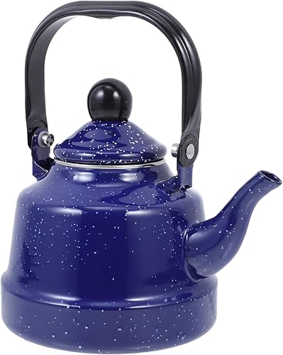 Cabilock Bouilloire en émail avec motif à pois décoratif - Bouilloire pour cuisinières à induction - Cuisinière à gaz et camping - Bouilloire pratique pour thé et café - Rétro et facile à nettoyer - Nail Gallerys