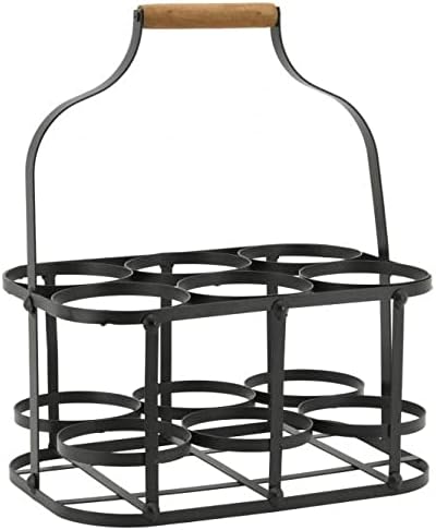 Panier de rangement 6 bouteilles en métal et bois 33.5x22.5x37cm - Nail Gallerys