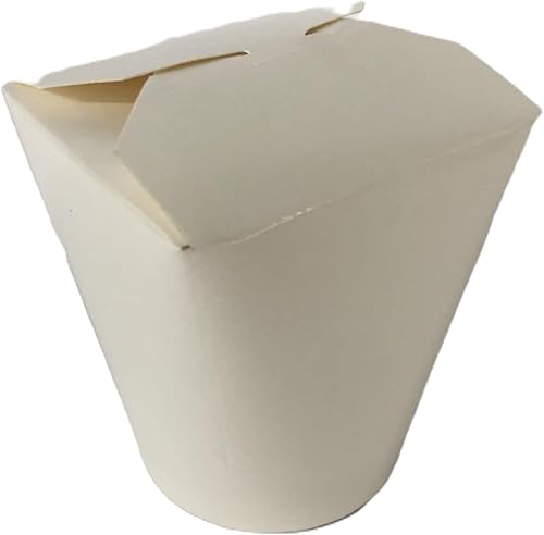 Lot de 50 boîtes pliantes en papier dur, fond rond, blanc neutre, boîte à pâtes, boîte à déjeuner, 450 ml - Nail Gallerys