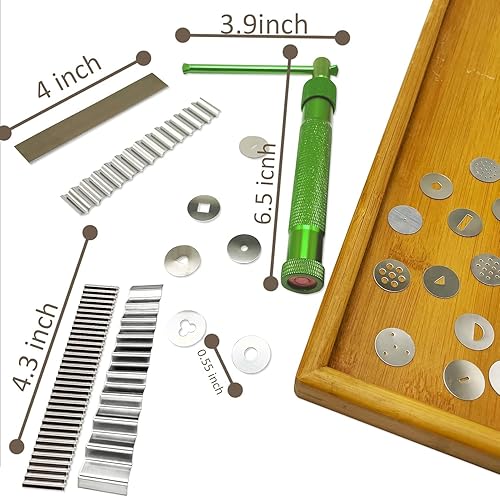 AMANDELIZABE Fondant Presse mit 20 Formen Zuckerpaste Extruder mit Zuckerfertigkeit Tortendeko Werkzeug,3 Edelstahl Ton Cutter Klinge Tissue Cutters Klingen DIY Polymer Clay Schneidwerkzeuge - Nail Gallerys