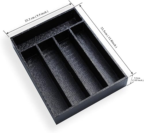 Berglander range couvert en bois avec cuir noir, organisateur tiroir, plateaux à couverts, tiroir rangement,organisateur de tiroir de cuisine, rangement couvert, organisateur tiroir cuisine - Nail Gallerys