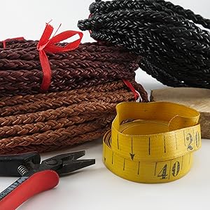 Cordon en cuir tressé rond