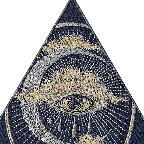Patch brodé en forme de Oeil qui voit tout dans le ciel, à coudre ou à coller avec fer à repasser - Nail Gallerys