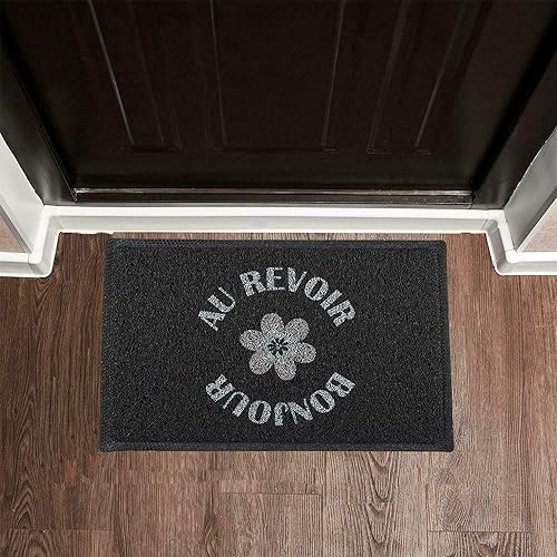 Linnea Paillasson 40x60 cm Collection Arty modèle Bonjour Aurevoir Gris et Noir - Nail Gallerys