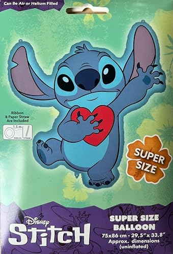 Ballon gonflable « Lilo & Stitch » - Décoration pour anniversaire et fête à thème - Ballon pour air et hélium - 75 x 86 cm - Décoration de fête d'anniversaire d'enfant - Nail Gallerys