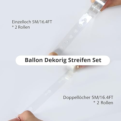 Kit Arche de Ballon 4 Rouleaux 5M - 2 Chaînes à Trou Unique et 2 à Trou Double - Pour Déco Anniversaire, Fêtes, Mariage, Noël, DIY - Nail Gallerys