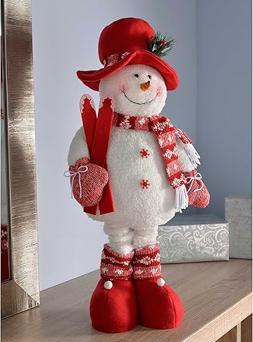 WeRChristmas Bonhomme de Neige avec Pieds Extensibles Décorations de Noël 41-60 cm Rouge/Blanc - Nail Gallerys