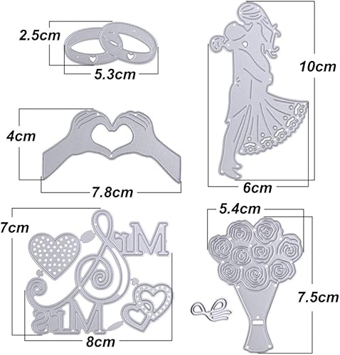 5pcs Matrice de découpe Mariage Dies Scrapbooking Pochoirs de gaufrage Forme Amoureux couple Bague Décoration Papier Carte Craft - Nail Gallerys