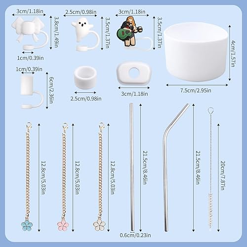 PEAKTOP 14PCS Réutilisable Couvercle En Paille De Silicone, 10mm DiamèTre Couvercles En Paille, Blanc Couvercle De Paille Accessoire Anti Fuite Pour Les Accessoires De Tasses De 30 Et 40 OZ - Nail Gallerys