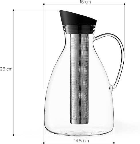 Viva Scandinavia Carafe en Verre avec infuseur et Couvercle à Bec verseur en Silicone Amovible, Convient pour Boissons Froides et Chaudes, 2.0 l Infusion - Nail Gallerys