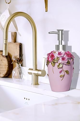 LUANT Accessoires de Salle de Bain Vintage Rose 5 pièces, Distributeur de Savon, Porte-Brosse à Dents, gobelet et Porte-Savon – Coffret Cadeau de Bain - Nail Gallerys