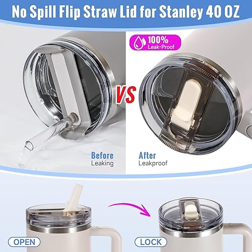 Couvercles anti-fuite de 1200 ml pour tasse Stanley, gobelet avec paille à rabat amovible - Nail Gallerys