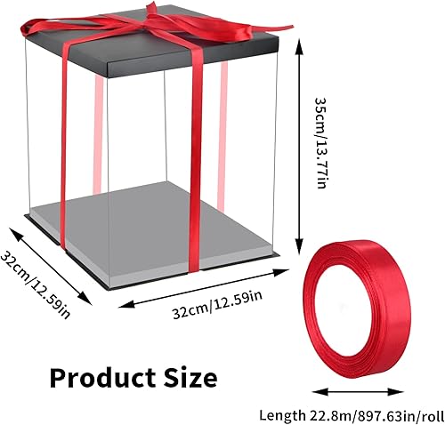 Dewocke 2pcs Boîte à Gâteaux Transparente, Boite Layer Cake 30x30x35 cm, Boîte de Cake avec Base, Boîte à Gâteaux en Plastique avec Ruban pour Gateau et Présentoir à Dessert, 10 inch(Noir) - Nail Gallerys