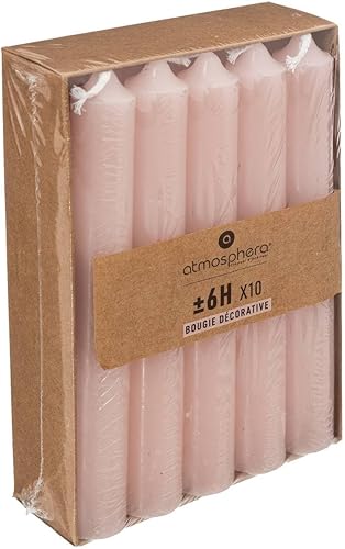 Atmosphera - Lot de 10 bougies bâtons - rose clair - 45g - Nail Gallerys