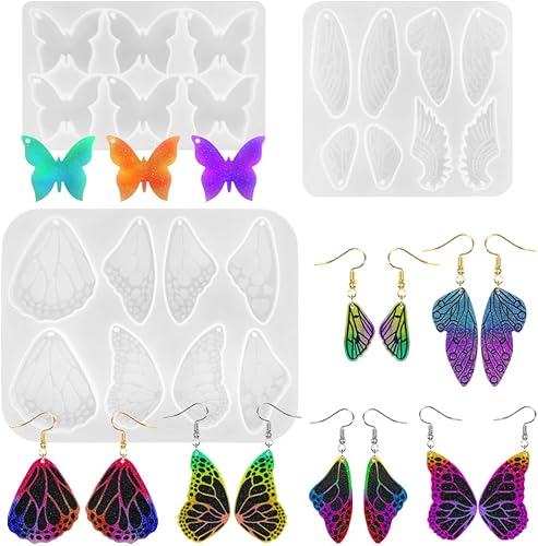 AFUNTA Lot de 3 moules en résine en silicone en forme de papillon et d'ailes réalistes - Cadeaux de bricolage pour femme - Nail Gallerys