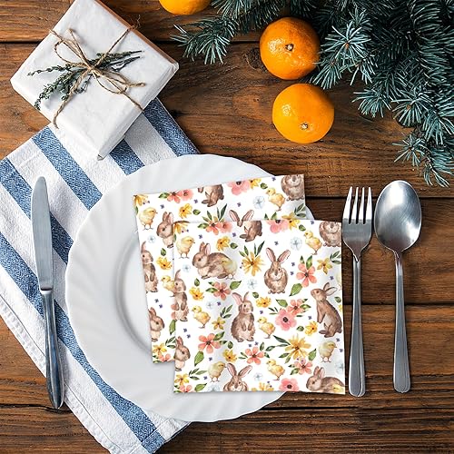 60 Pièces Serviettes de Pâques Jetables, Serviettes Cocktail lapin Poussin Serviette de Table Easter Papier Serviettes Décoratives pour Fournitures de Fête de dîner de Pâques, 33x33cm - Nail Gallerys