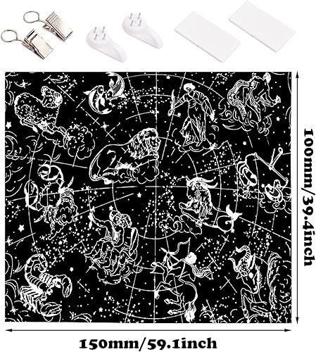 Dewocke Tapisserie Constellation 150x100cm Tapisserie Murale Noir et Blanc Tenture Murale Rétro Tapisserie Ciel Étoilé Psychédélique Décoration Murale en Tissu pour Chambre à Coucher Salon Dortoir - Nail Gallerys