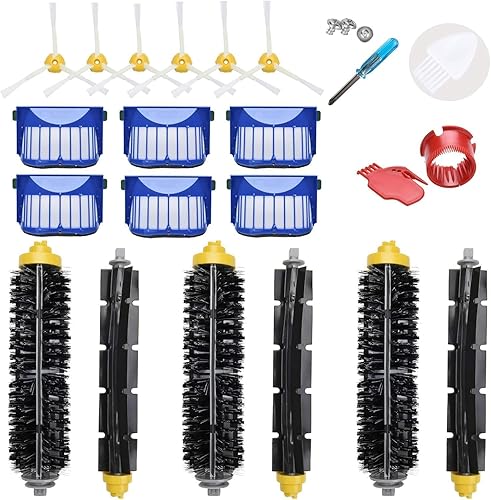 Loveco Pièces accessoires compatible iRobot Roomba 694 614 690 680 660 651 650 595 585 robotique(3 x brosse à poils, 6 x brosse latérale, 6 x filtres, 2 x outils de nettoyage de brosse) - Nail Gallerys