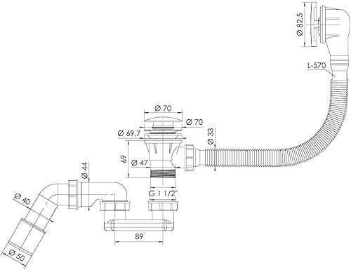 Noir Fini Bonde Vidange Baignoire Bain Siphon Flexible Couleur Salle de Bains - Nail Gallerys