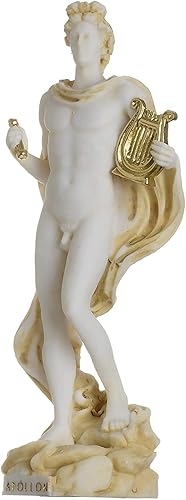 BeautifulGreekStatues Apollon Dieu de la Musique Art Poésie Sculpture Statue d'Albâtre Ton Or 17cm - Nail Gallerys
