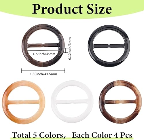 GORGECRAFT 5 couleurs Boucle de Ceinture Ronde en Résine de 20cm pour Foulard en Soie T Shirt Cravate Fermoir Ajusteur Nœud de Taille Bouton de Fixation pour Vêtements Accessoires Femmes - Nail Gallerys
