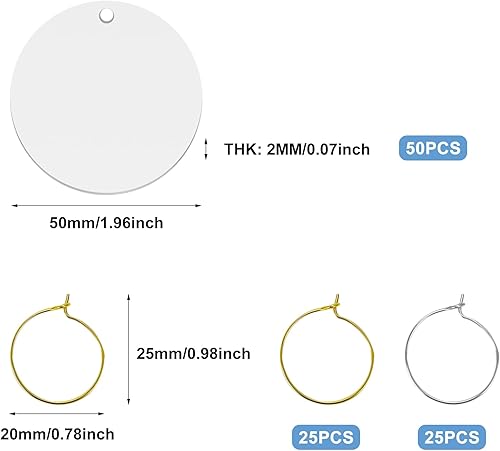 15 pces de feuilles acryliques transparentes, panneaux acryliques ronds transparents, panneaux acryliques ronds avec trou, 1 x stylo marqueur pour verre à vin - Nail Gallerys