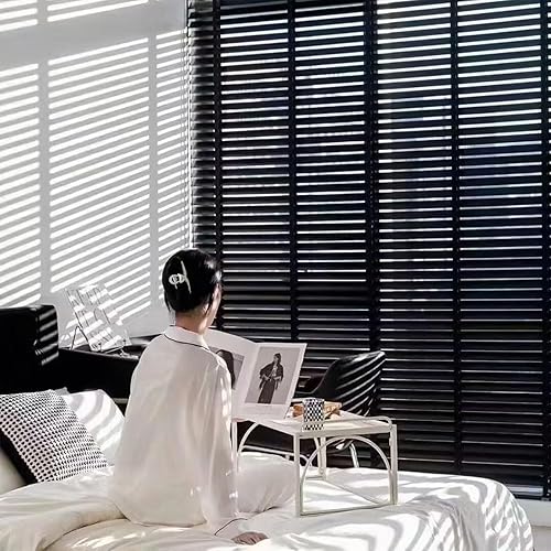 Store en Bois 40cm 80cm 120cm 150cm Stores Vénitiens en Bois Massif, Stores Horizontaux à Lamelles De 50mm, Store occultant/Isolation Thermique pour Fenêtres, Maison, Salon(Light Grey) - Nail Gallerys