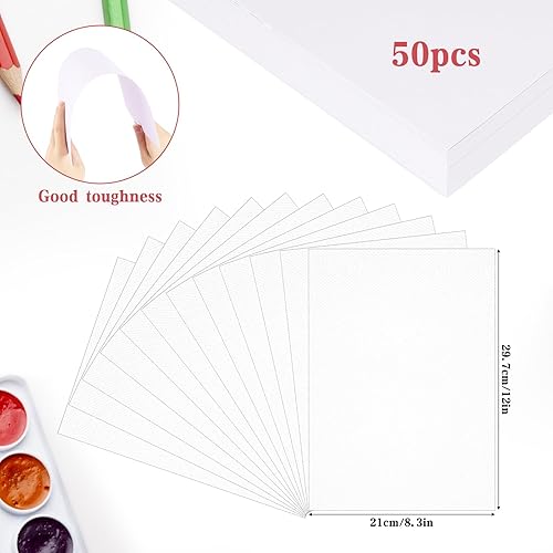 Bubuny 50 Feuilles Papier Aquarelle, 230g/m² Papier Aquarelle A4 Coton Watercolor Paper Feuille Aquarelle pour Aquarelles Acryliques Gouaches Peintures Dessins Oeuvres d'art Bricolage - Nail Gallerys