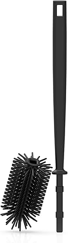 spottle Brosse de nettoyage en silicone avec petite tête pour bouteilles, verres et tasses sans rayer (silicone Ø 3,5 x 25 cm, noir) - Nail Gallerys