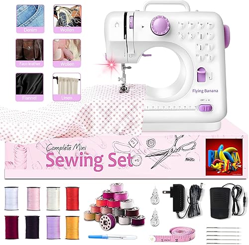 Home Mini Sewing Machine for Beginners, Portable Electric Sewing Machines 12 Built-in Stitches Patterns, 2 Speed with Foot Pedal & Sewing Kit for Kids Ages 8-13 - Nail Gallerys