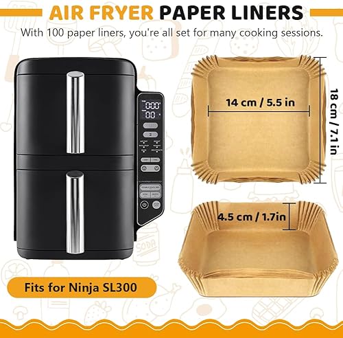 100 Pièces Papier Cuisson Air Fryer pour Ninja Double Stack SL300EU, 14,5 cm Papier Sulfurisé pour Air Fryer Ninja 7,6 L, Papier Air Fryer Papier Cuisson Papier Parchemin Accessoires Air Fryer - Nail Gallerys