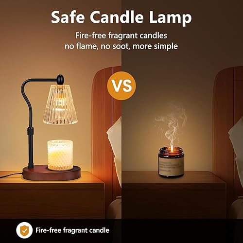 Loowoko Lampe Chauffe Bougie, Chauffage Bougie avec Minuterie et Variateur,Réglable en Hauteur,avec 2 Ampoules,Candle Warmer Lamp pour Bougies Parfumées en Verre, Maison, Chambre, Décoration Marron - Nail Gallerys