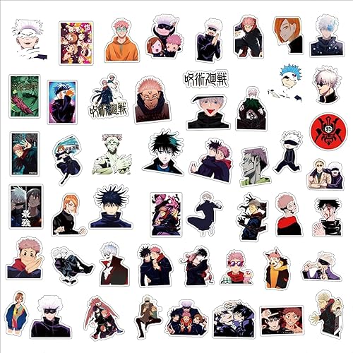 50pcs Cartoon Anime Jujutsu Kaisen Autocollants,Mixtes Animés Dessins Vinyle Stickers, pour Ordinateur Portable, Bouteille d'eau, Bagages,DIY Autocollant d'anniversaire Fête Cadeau pour Enfants - Nail Gallerys