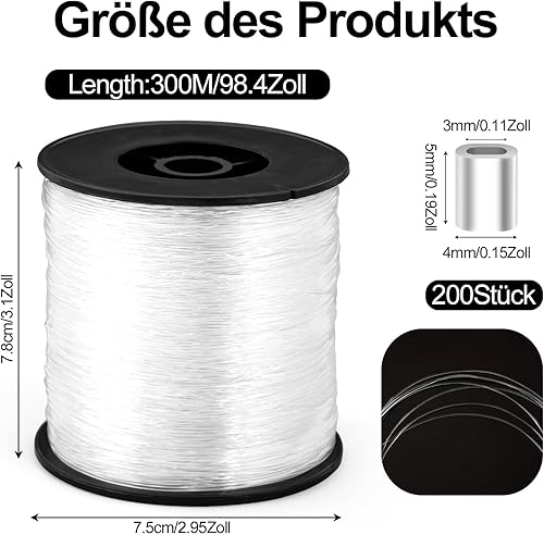 Bafiwu Fil de Nylon Transparent Résistant à la Déchirure, 0,8MM, 300M, Solide pour Bricolage, Pêche, Bijoux, Accrochage Invisible - Nail Gallerys