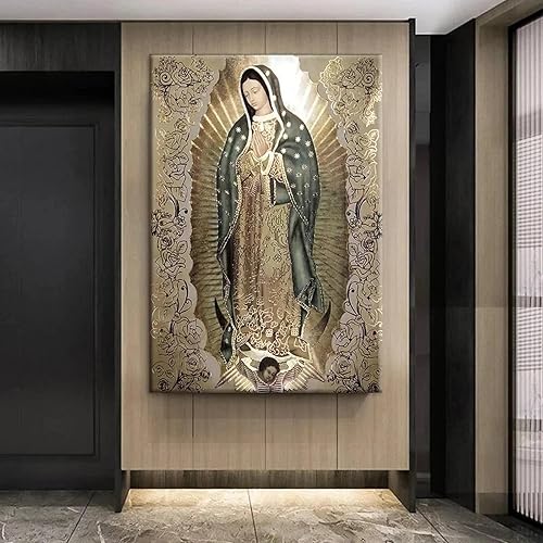 Peinture sur toile représentant la Vierge de Guadalupe, décoration murale rétro religieuse, affiche de la Vierge de Guadalupe, décoration murale pour la maison, 80 x 120 cm, sans cadre - Nail Gallerys