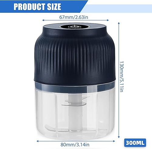 Lot de 2 hachoirs à oignons, 300 ml, multihachoir à oignons, avec fouet remplaçable, USB électrique, accessoires de cuisine pour oignons, légumes, fruits, noix - Nail Gallerys