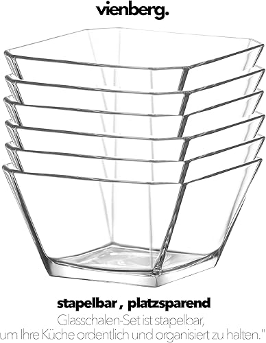 CLEARFEE Lot de 12 bols en verre | Empilables | 12 bols à dessert de 300 ml | Saladiers en verre | Bol décoratif - Nail Gallerys