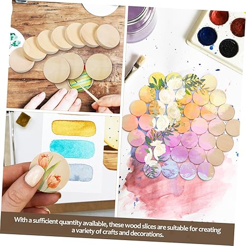 CLISPEED Lot De 100 Pièces De Bricolage En Bois De Tilleul Projets De Conception Clés Décoration D'Intérieur Sculpture Artisanat Jetons À Main Nombres Ronds Liste Artisanat - Nail Gallerys