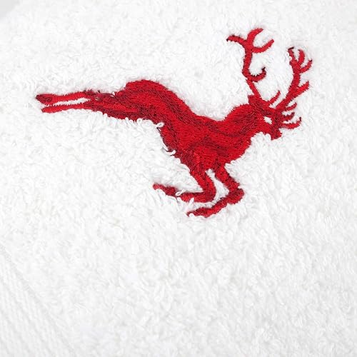 Linnea Serviette invité 30x50 cm HIRSH Blanc/Rouge 600 g/m2 - Nail Gallerys