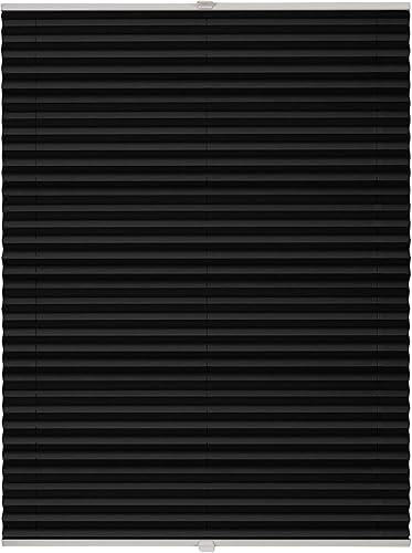 ondeco Store plissé sans perçage avec supports de serrage, protection solaire pour fenêtres intérieures, stores sans perçage, opaque, brise-vue pour porte, cadre de fenêtre, store noir 110 x 130 cm - Nail Gallerys